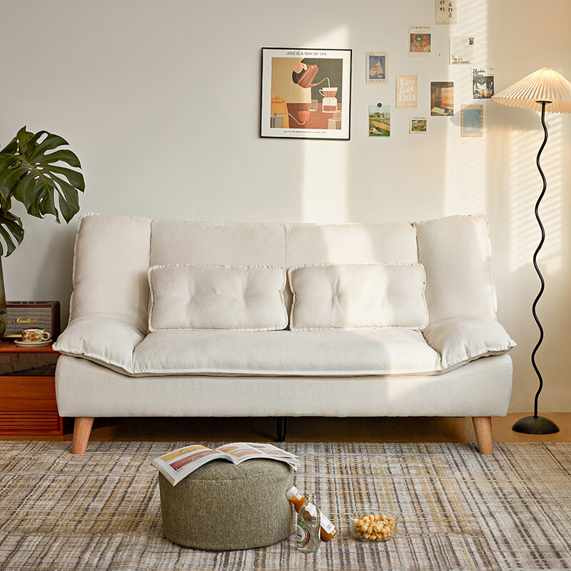 Lin's Home Cream Style Sofa Bed Foldable and Dual-Purpose 2025 New Small Apartment Single Living Room Lin's Wood Industry G024