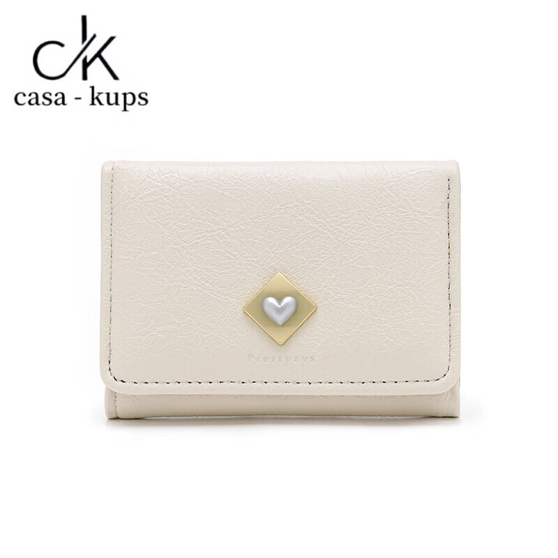 Casa-kupsCK Korean version of the new sweet girly heart mini folding short wallet student niche short wallet off-white