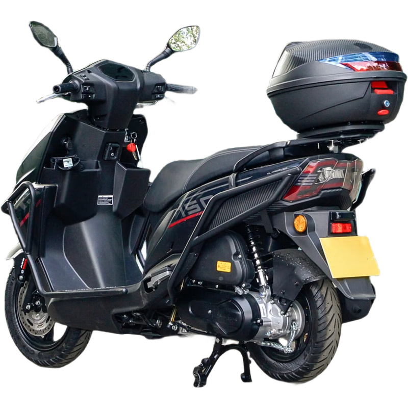 Qianjiang TAN150+ fuel motorcycle, cool pedals, fuel-saving takeaway truck, bumper + trunk, starry night black