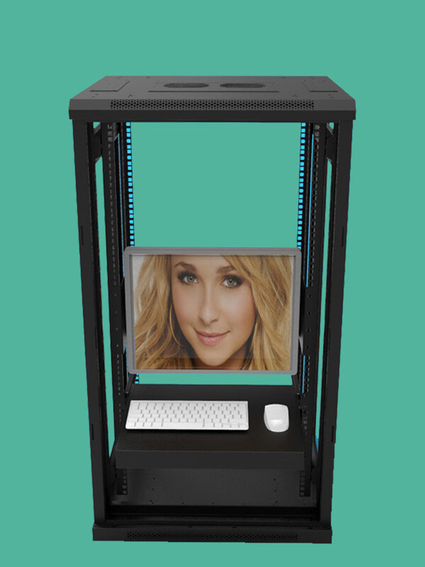 19-inch cabinet LCD display mounting bracket embedded industrial control monitor LED display special panel combined display mounting bracket + keyboard drawer 1x1x1cm