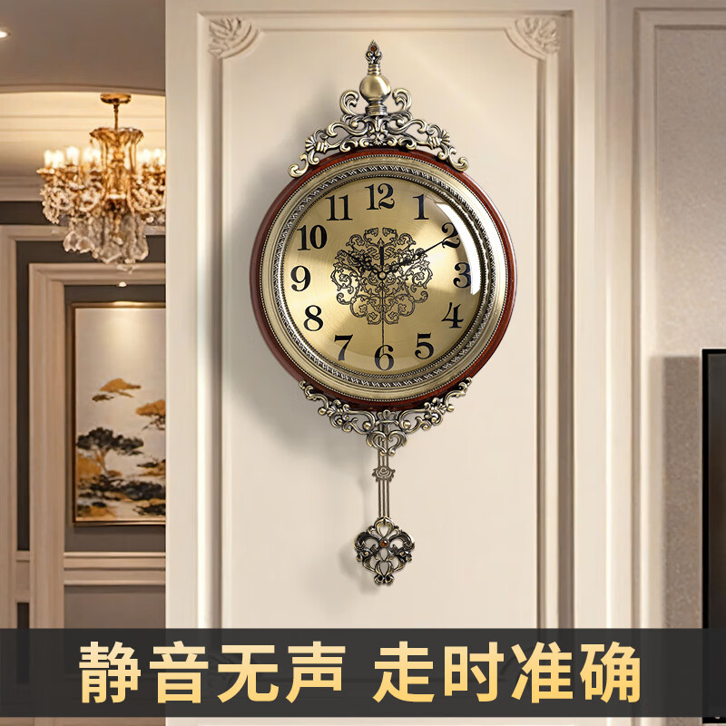 ZUNELL American retro wall clock living room 2026 new light luxury high-end wall clock French European style wall clock high-end Roman numeral style