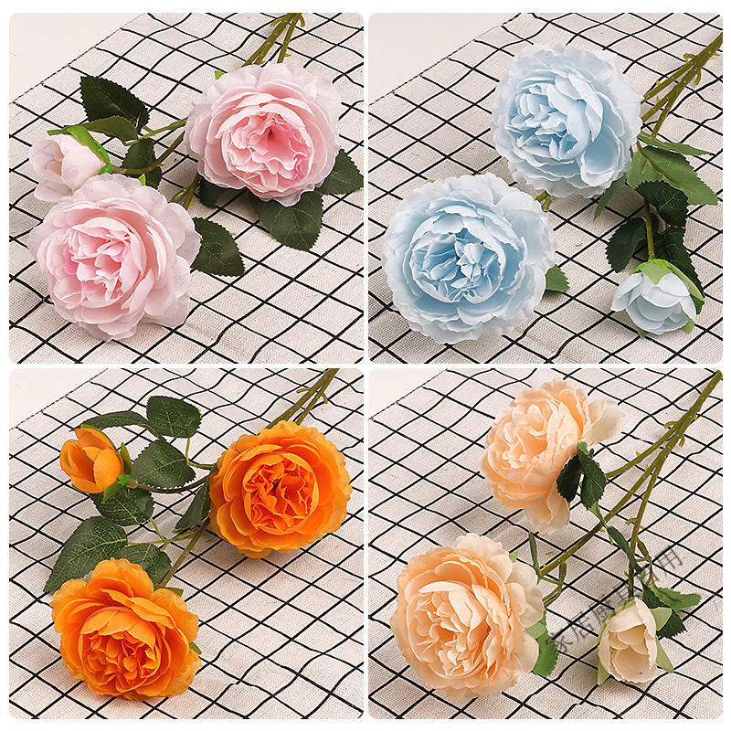 3 peonies artificial flowers wedding decoration artificial flowers artificial peonies home living room decoration flowers three peonies (white) 1 branch