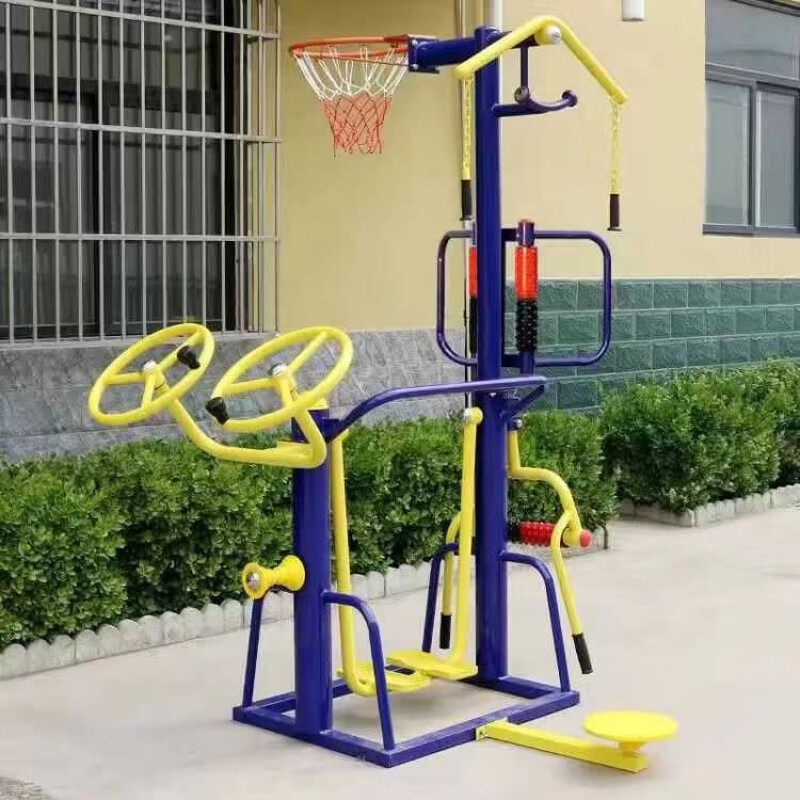 He Jiagong outdoor fitness equipment community park square outdoor courtyard home exercise and sports stroller for the elderly peacock blue new national standard 3 combination for the elderly home delivery