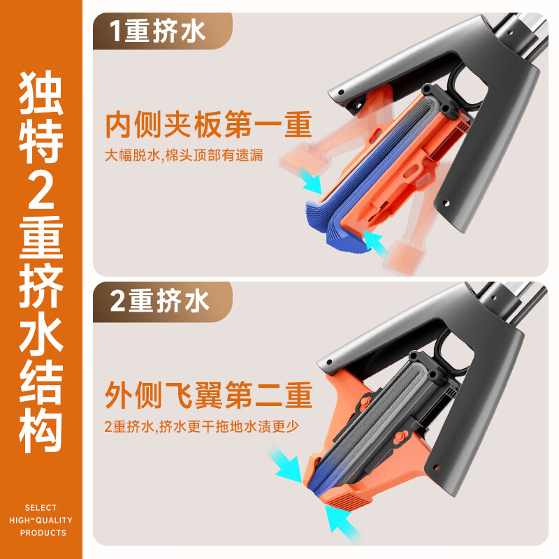 Jia helper sponge collodion mop 38cm 2 heads household one mop free hand wash 2025 mopping artifact absorbent mop mop