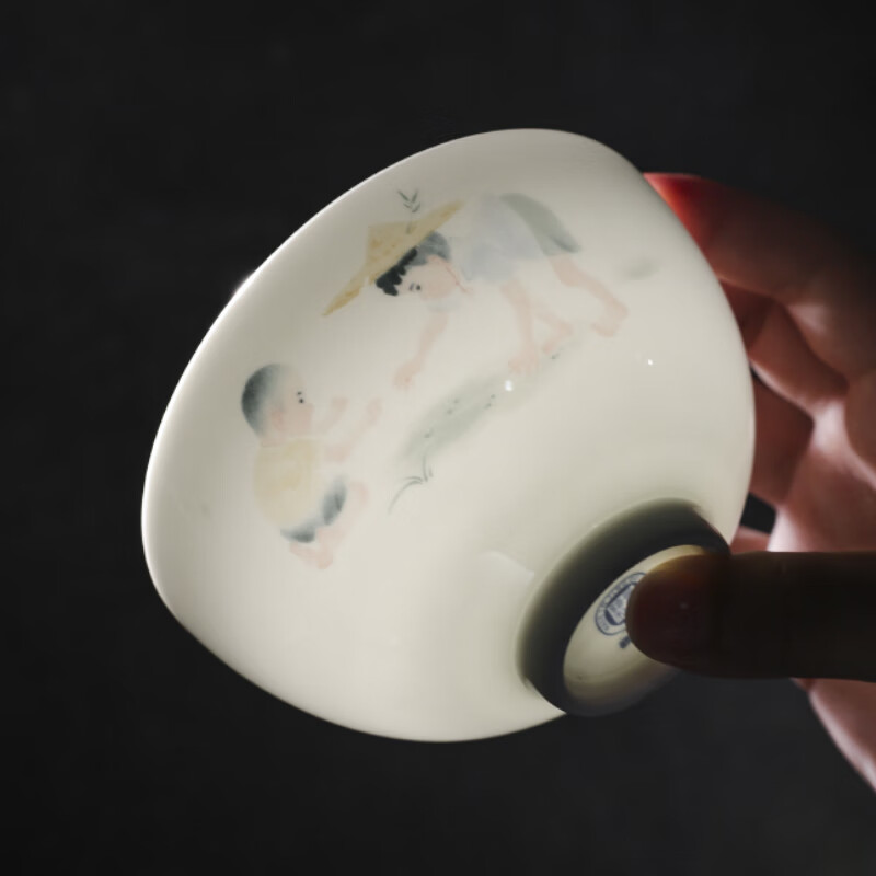 Jingdezhen official childlike ceramic children's tableware set, bowls and dishes, complete set of bowls and dishes, high-end gift box, gift box, childlike tableware-Tanchun large plate-3 plates