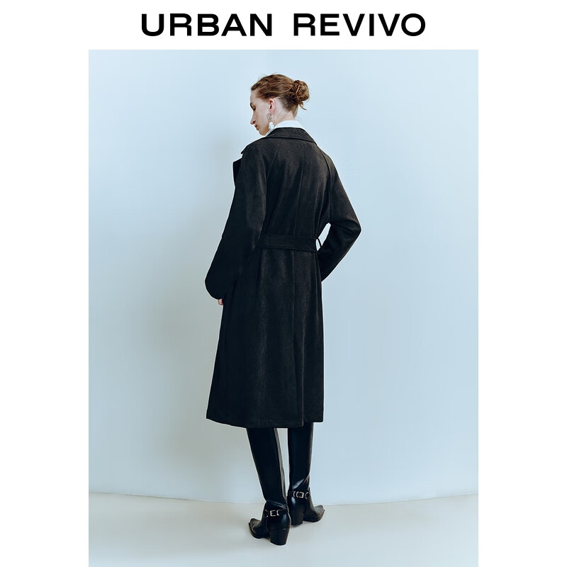 UR HOT 2025 new autumn women's simple temperament belt coat UWM150032