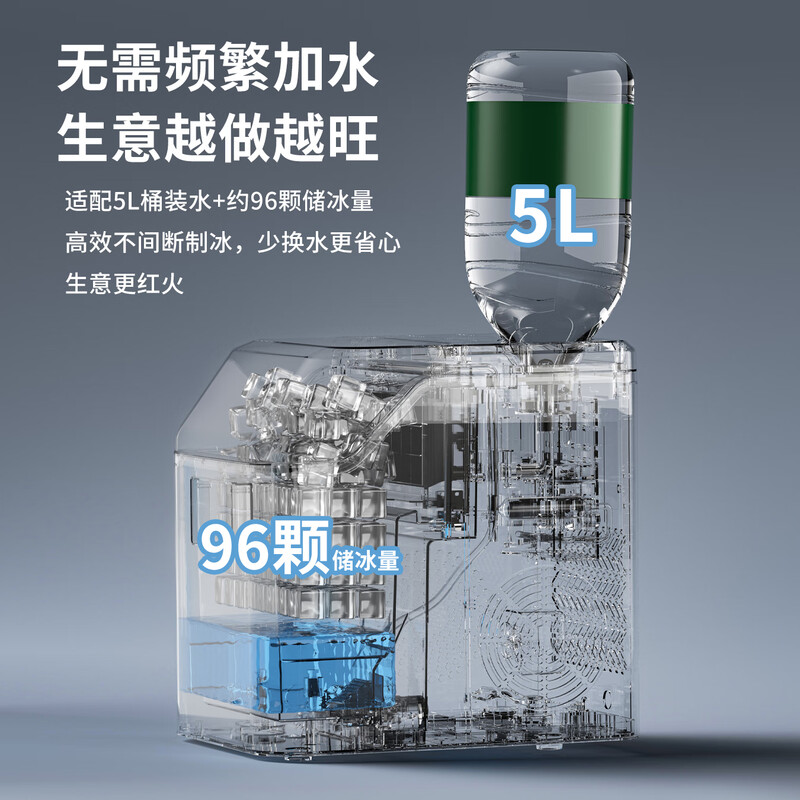 RIPU ice machine small 24 ice cubes home dormitory student mini dormitory fully automatic portable ice making machine commercial milk tea shop office ice machine LCD model black-inverted barrel water model