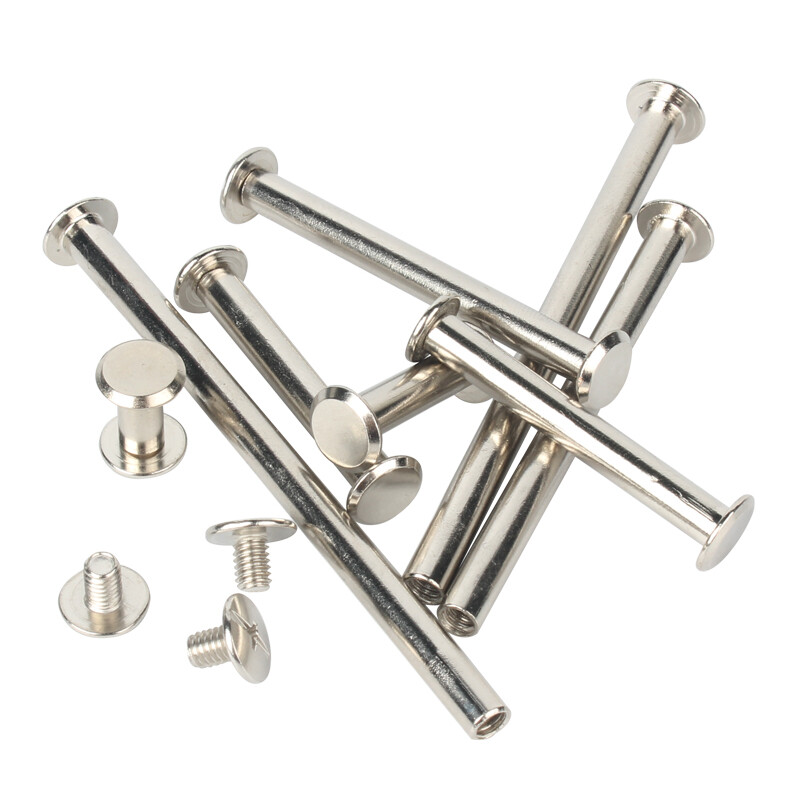 Guwanji iron nickel-plated mother-and-daughter rivets, knock-on ledger album screws, account book nails, locking screws, sample album docking recipe nails, M5x20, 40 pcs