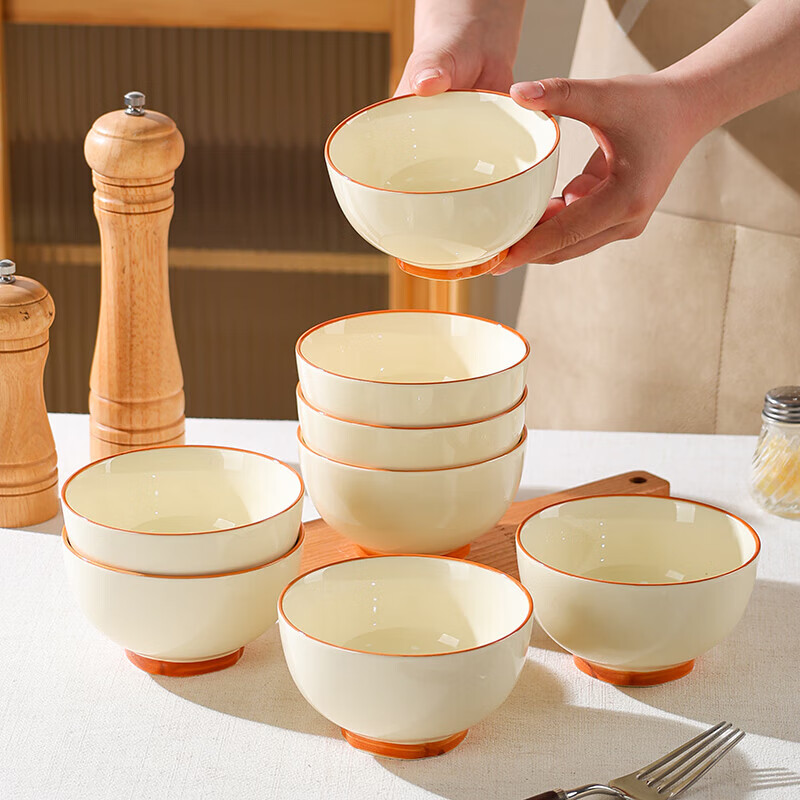 Underglaze color cream tea card tableware set rice bowl dish plate ceramic tableware cream tea card 16-piece set (4 bowls, 4 plates, 4 spoons, 4 chopsticks)