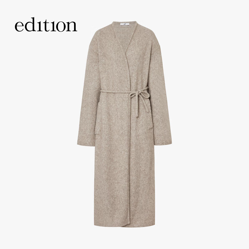 Edition Gao Yuanyuan's same style E+ light life 2024 winter new style lace-up long wool yak sweater jacket