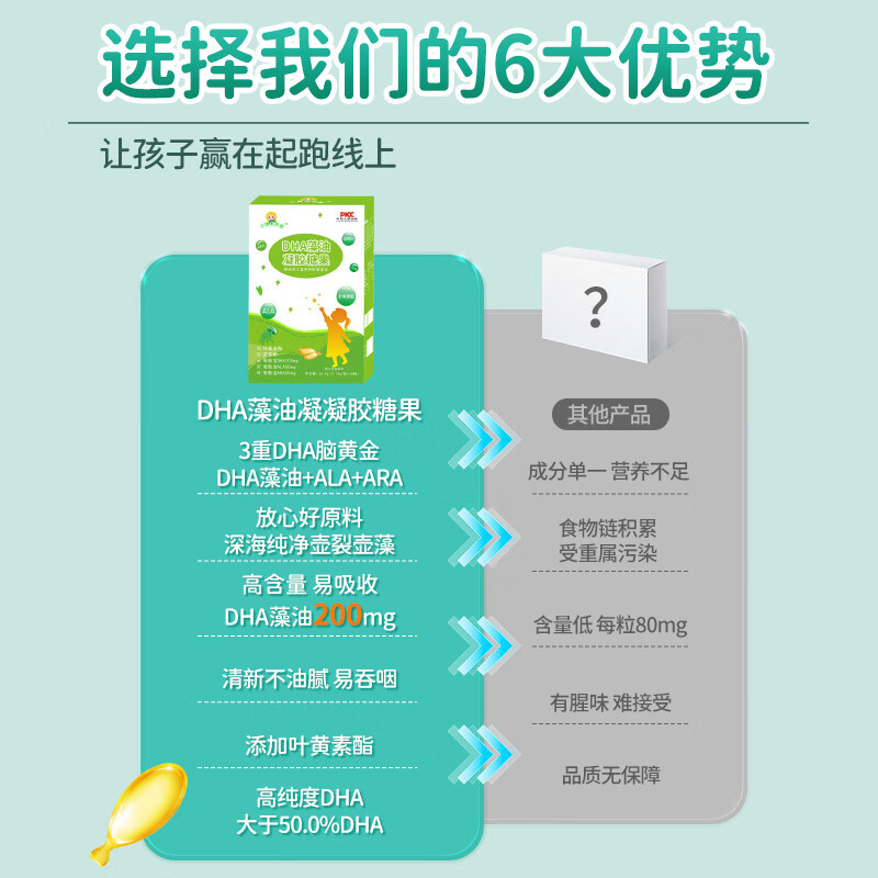 Small sunflower dha algae oil gel candy, infants and children 0-3 years old, students and adolescents, non-brain supplements to enhance memory, pregnant women, Royal DSM algae oil 1 box/30 capsules