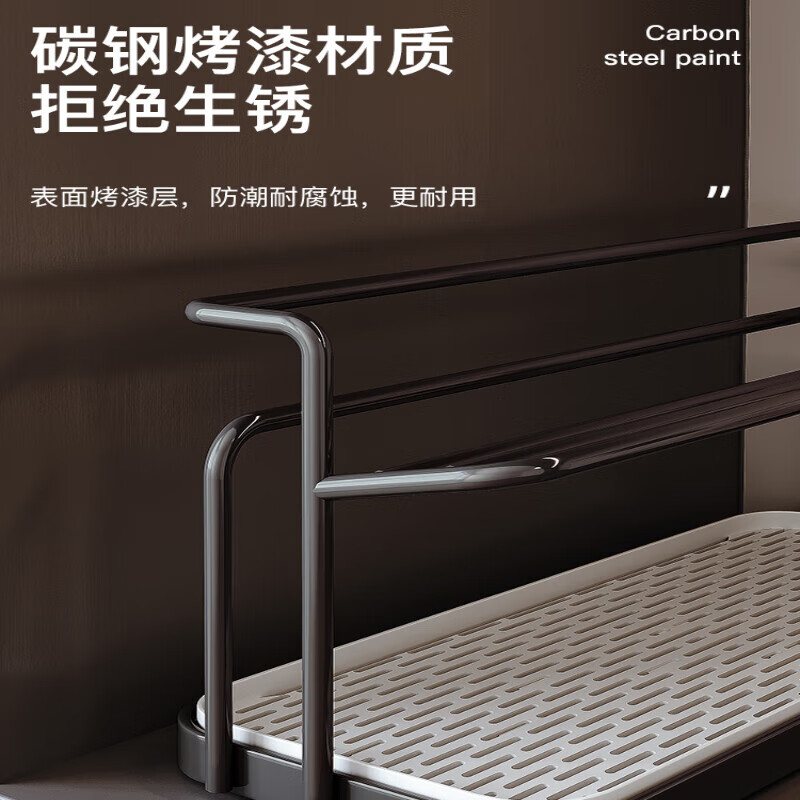 Erxu double-layer cup holder cup drain rack dining table countertop water cup tea cup coffee cup storage rack sideboard storage rack black double-layer drain cup holder shipped in one package