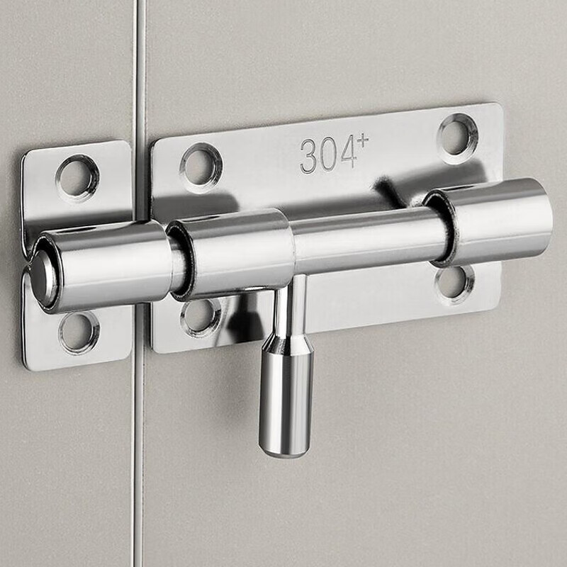 Honggong Latch No-Punch 304 Stainless Steel Anti-theft Door Bolt Door Buckle Bathroom Lock (With Screws + Nail-free Glue) 304 Stainless Steel Latch