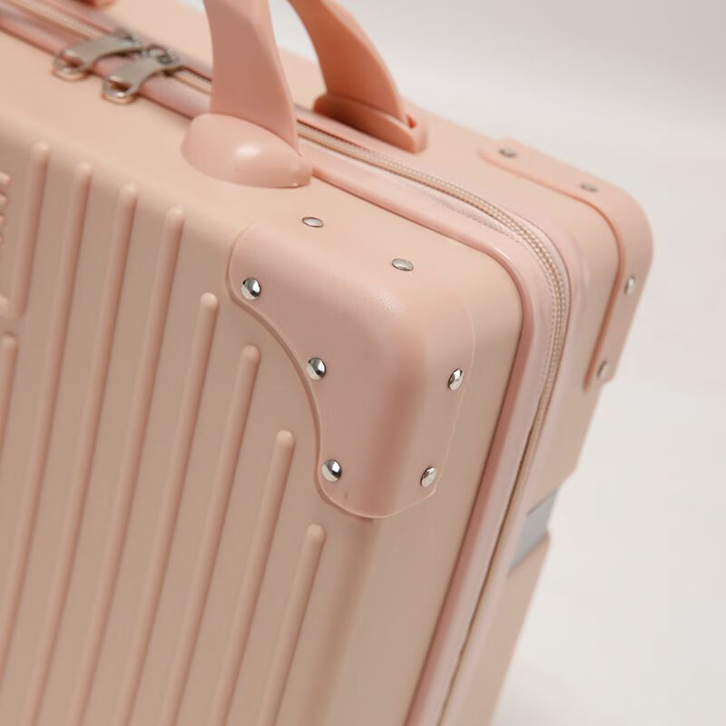 War rudder multifunctional suitcase makeup box beauty storage box small size suitcase lightweight Christmas boarding box gift box 14-inch double corner reinforced version (Sakura pink)