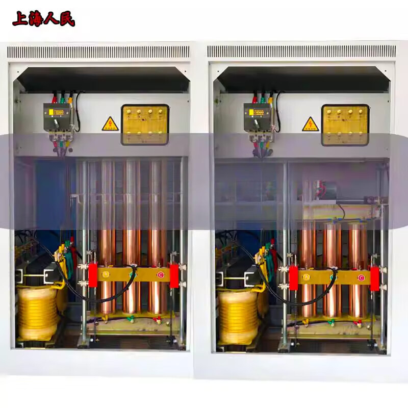Chint (CHNT) three-phase voltage stabilizer 380v high-power industrial sbw copper column Shanghai people 100kw200kva boost voltage regulator industrial-grade three-phase voltage stabilizer classic three-phase SBW-500KVA