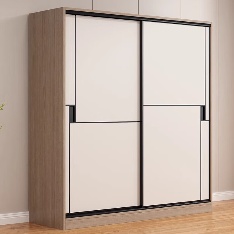 Huixun Jingdong's own brand solid wood wardrobe bedroom simple sliding door wardrobe large capacity storage cabinet 100*50*200CM