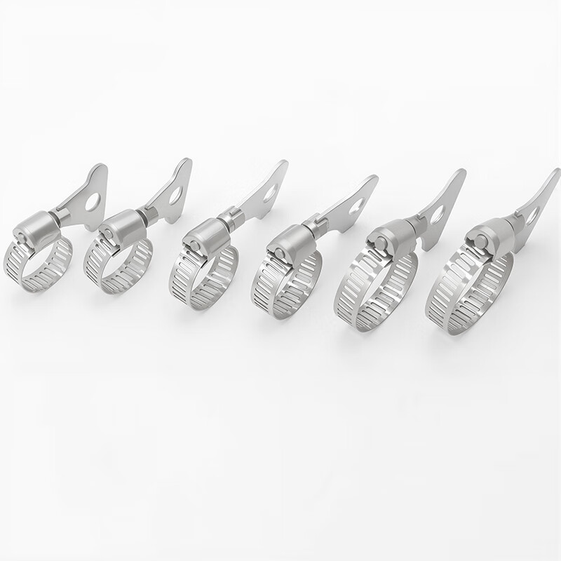 Yongli Shang 201 stainless steel handle type hoop clamp gas pipeline fixed joint hand-tight hose clamp water pipe tight clamp buckle fire-proof rust-resistant and wear-resistant 25-38mm 5 pieces