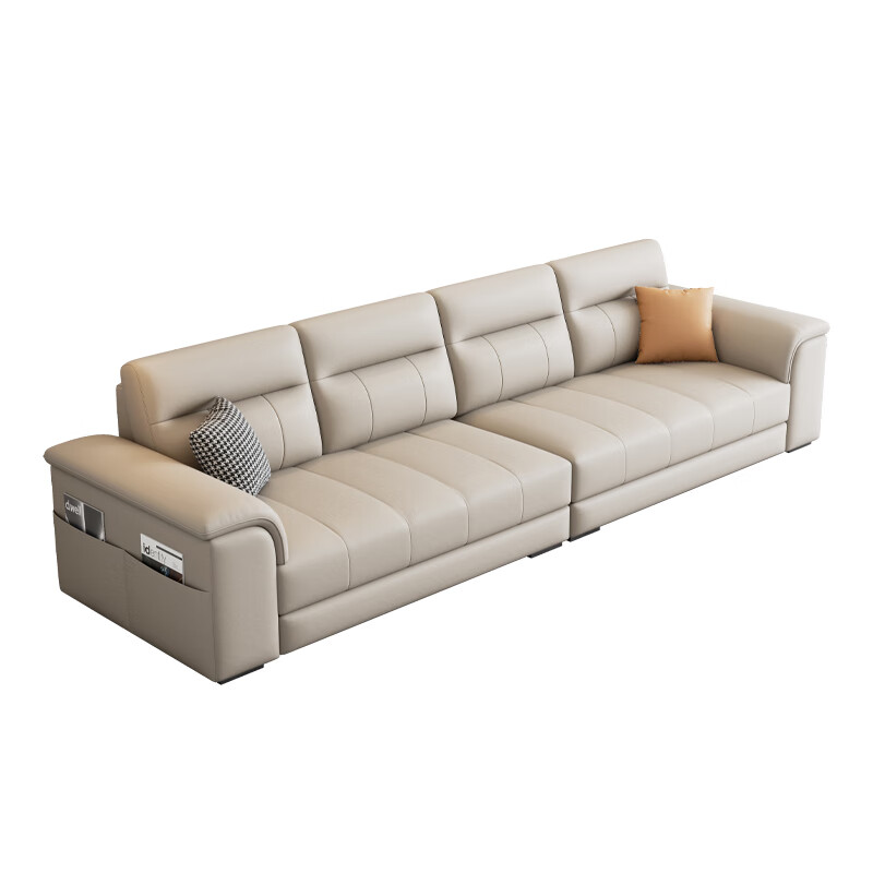 Leather art sofa living room small apartment three-seat cream style leather sofa six-proof technology cloth + high elastic sponge three-seat 210cm /75% user choice