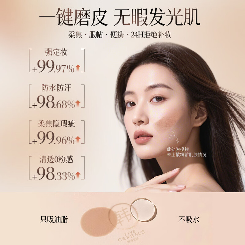 Korean herbal grain loose powder, light and translucent oil-controlling makeup setting powder, concealer and non-removing makeup, oily skin powder cake, water makeup setting powder, peach gas powder for men and women