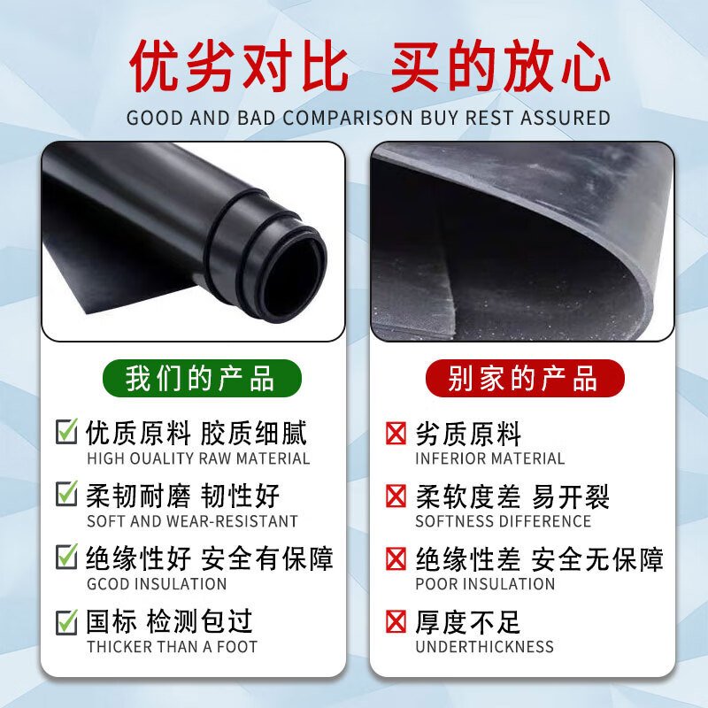 Yihang Insulating Rubber Sheet Black Flat 5KV 3MM Thick 1*1 Meter Power Distribution Room High Voltage Rubber Mat Floor Mat Carpet Floor High Voltage Insulating Mat