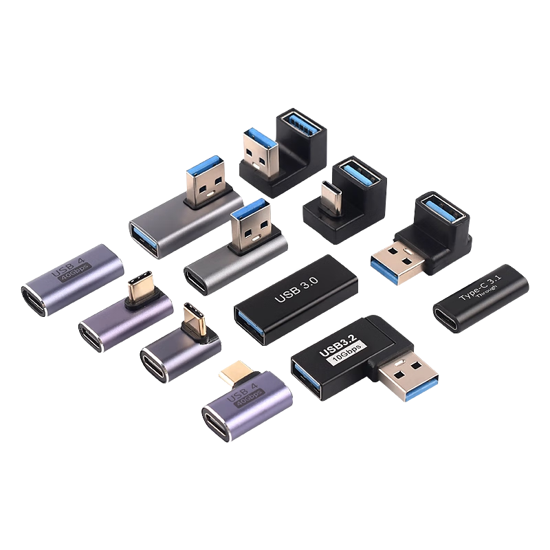 USB adapter Typec male to female mobile phone tablet 40G Thunderbolt 3/4 data cable extension 90 degrees L-shaped U Type-C male to USB3.2 female 10Gbps No specifications