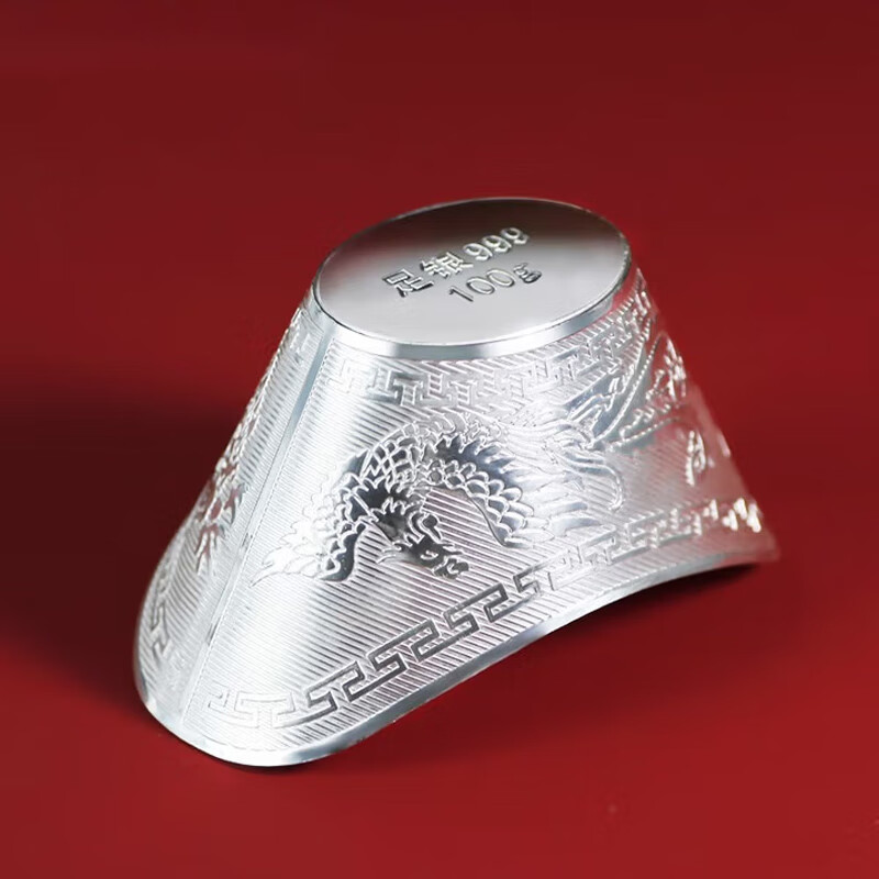 Tico pure silver 999 to attract wealth and treasure, hollow silver ingot, silver ornaments, investment collection, financial management and gift giving, hollow silver ingot (if the weight is too much, the less will be replenished) 101g