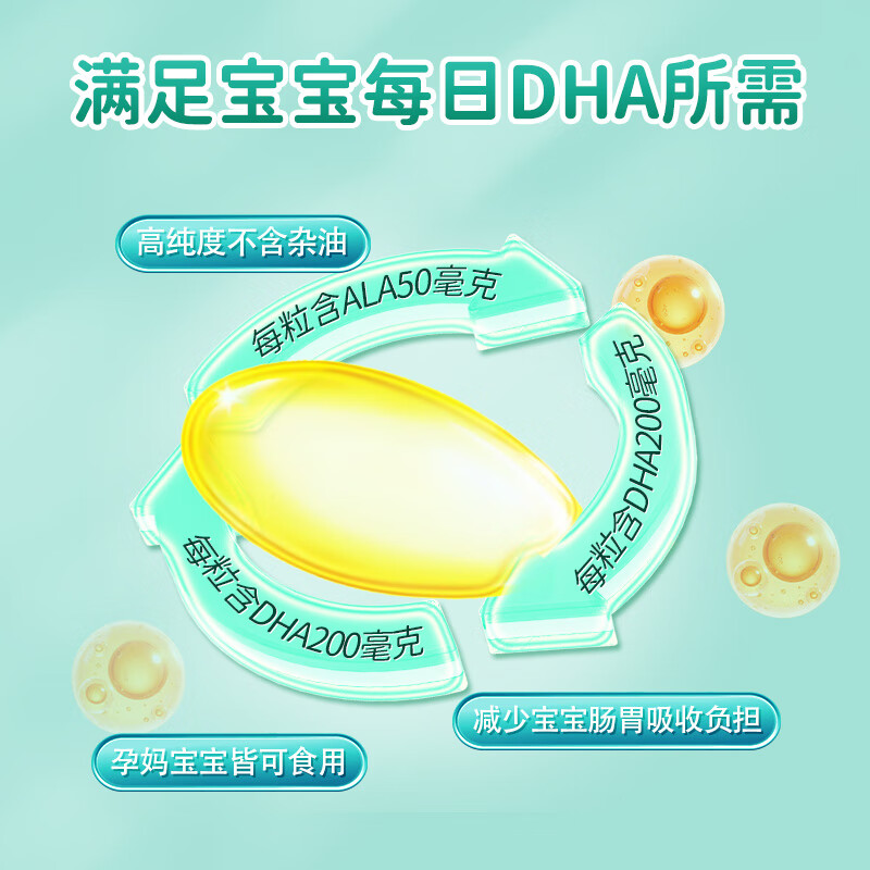 Small sunflower dha algae oil gel candy, infants and children 0-3 years old, students and adolescents, non-brain supplements to enhance memory, pregnant women, Royal DSM algae oil 1 box/30 capsules