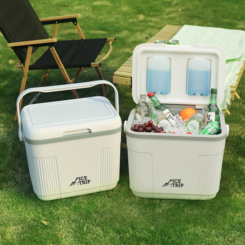 Ice energy outdoor picnic food insulated box commercial stall ice storage ice bucket camping fishing mobile refrigerator freezer 22 liters green free 450ML ice box * 2 + ice bag * 10 1