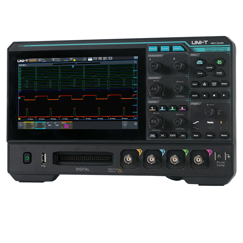 Unilide MSO1254HD four-channel digital oscilloscope 250M bandwidth 2.5G sampling rate high-resolution oscilloscope MSO1254HD