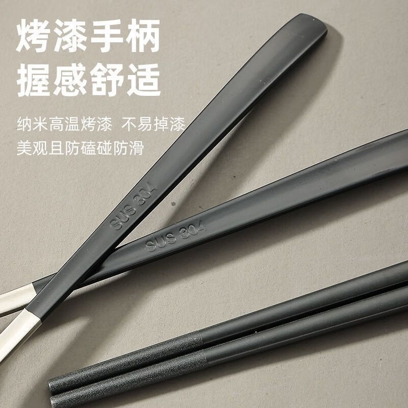 Qinkai stainless steel spoon, chopsticks and fork set to store portable tableware three-piece set for students' homes European black Pacha dog spoon + chopsticks + storage box 3-piece set