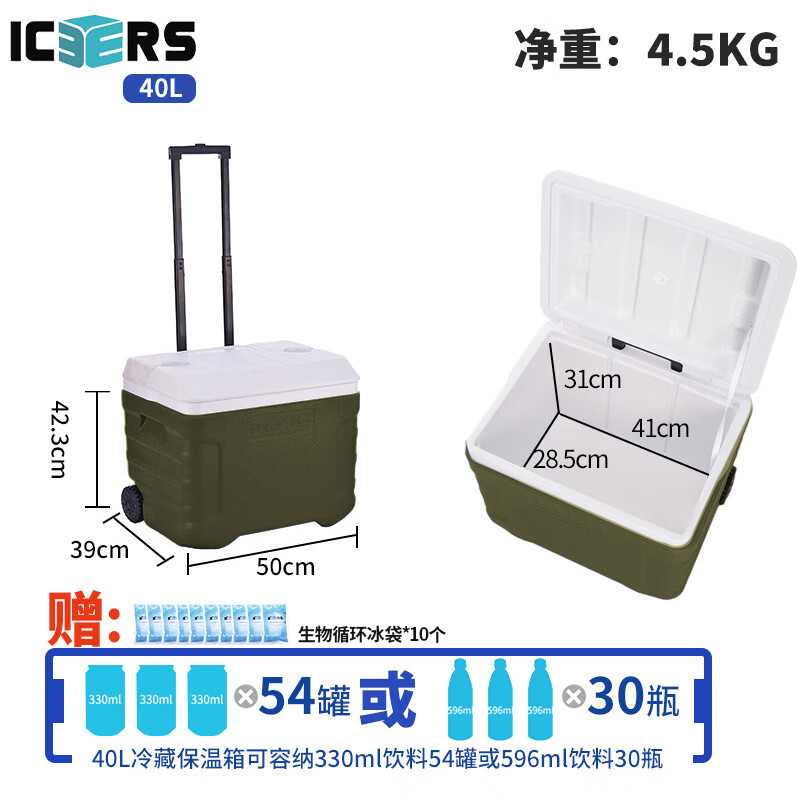 ICERS Trolley Insulation Box Medical Refrigerator Biological Reagent Transfer Stall Freezer Breast Milk 20L Pulley 40L Trolley Type (6 Sides PU Material) With Temperature Display