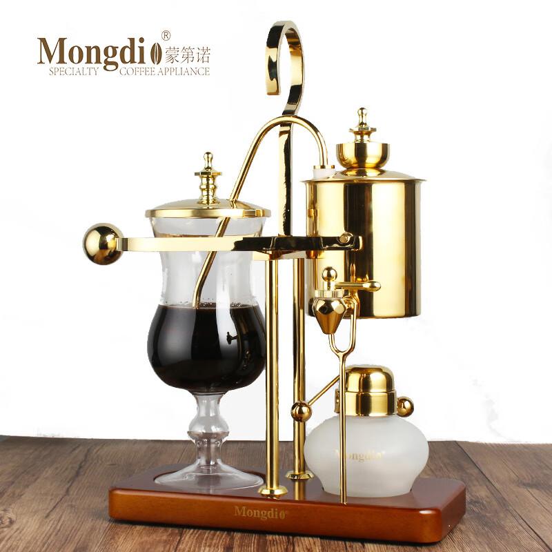 Mongdio Royal Belgian Pot Home Stainless Steel Siphon Coffee Maker Filter Pot Coffee Pot Set Rich Gold