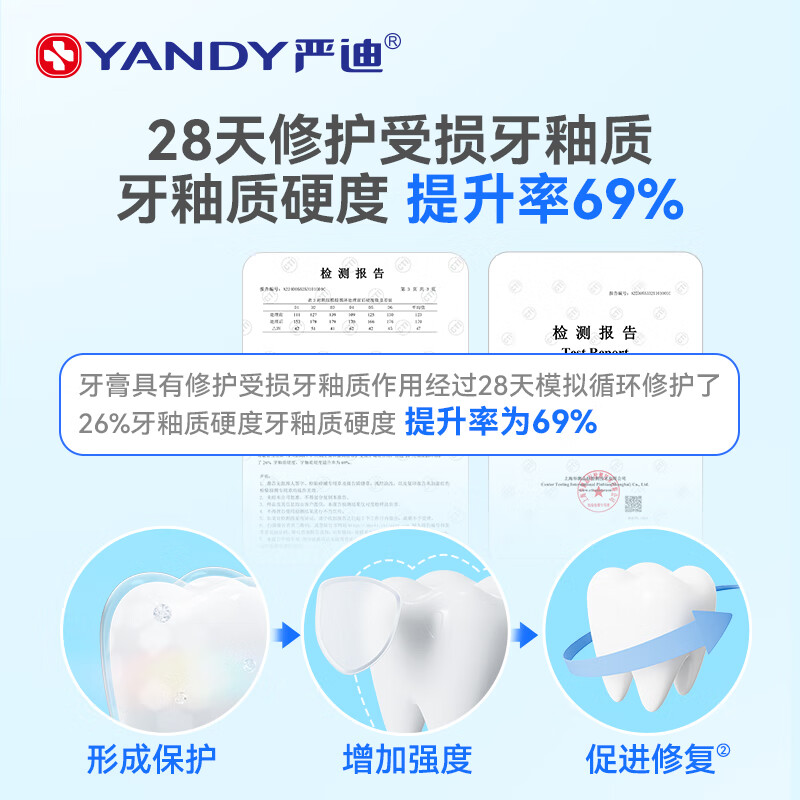 Yandi (YANDY) Orthodontic Toothpaste High Fluoride Whitening, Stain Remover and Anti-moth 130g*3 Youth Orthodontic Braces White Peach Oolong