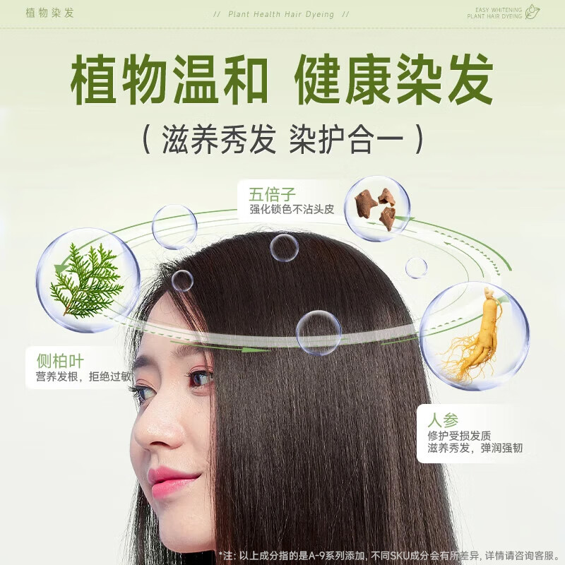 Yisiyun hazelnut gray brown hair dye 100% at home hair dye natural plant cover white pure non-stick for men and women only