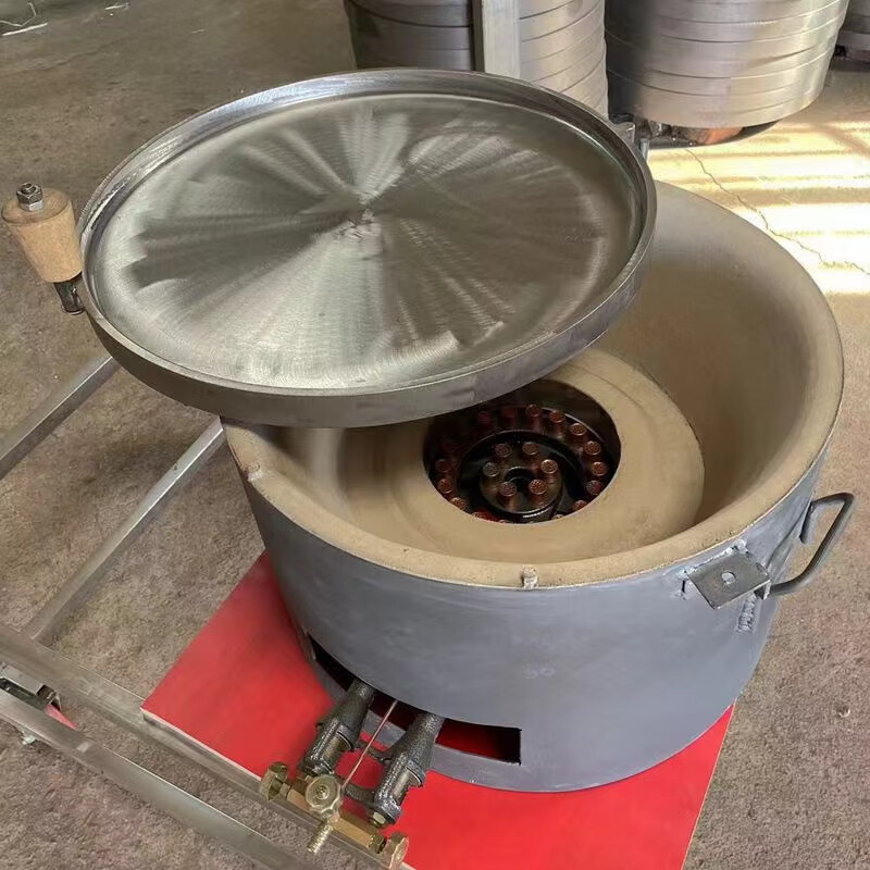 Egg-filled cake oven cast iron baking pan round stall scallion oil cake oven pancake oven flameout protection 50cm push-pull old style