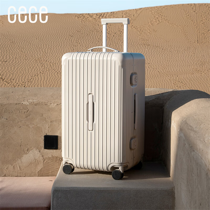 Cece suitcase women's large capacity thickened aluminum frame suitcase male student trolley password suitcase oatmeal color 26 inches