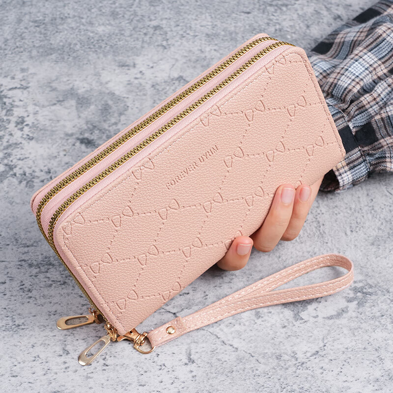 Kangaroo (KANGAROO) Light Luxury Long Women's Wallet 2025 New Fashion Large Capacity Mom Wallet Double Zipper Clutch Mobile Phone Bag Black