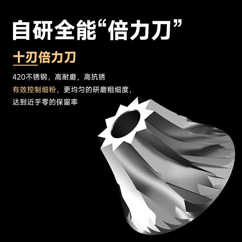 COCINARE Coffee Grinder Portable Hand-Brewed Coffee Bean Grinder B38 Pro Ten Blades Black