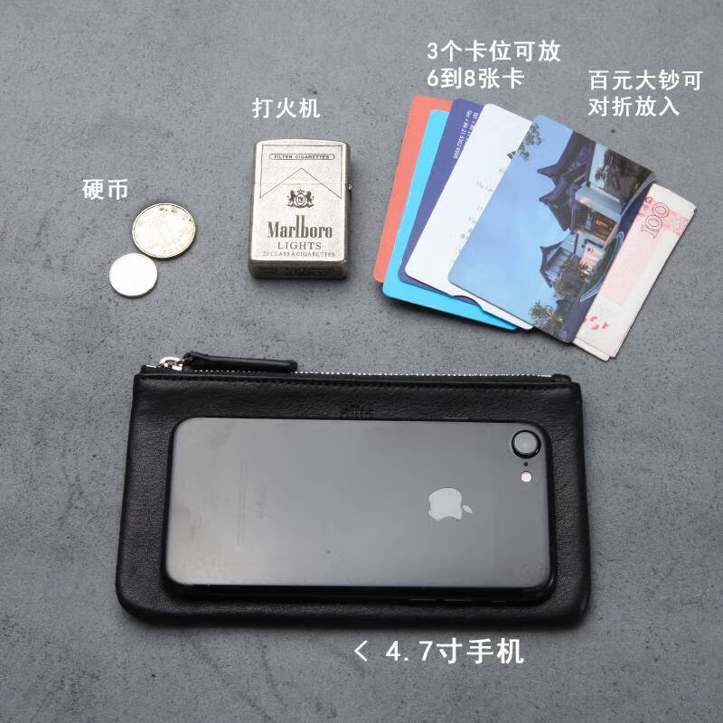 GOYN blue leather men's genuine leather zipper small wallet long cowhide large capacity new women's trendy small handbag dark green