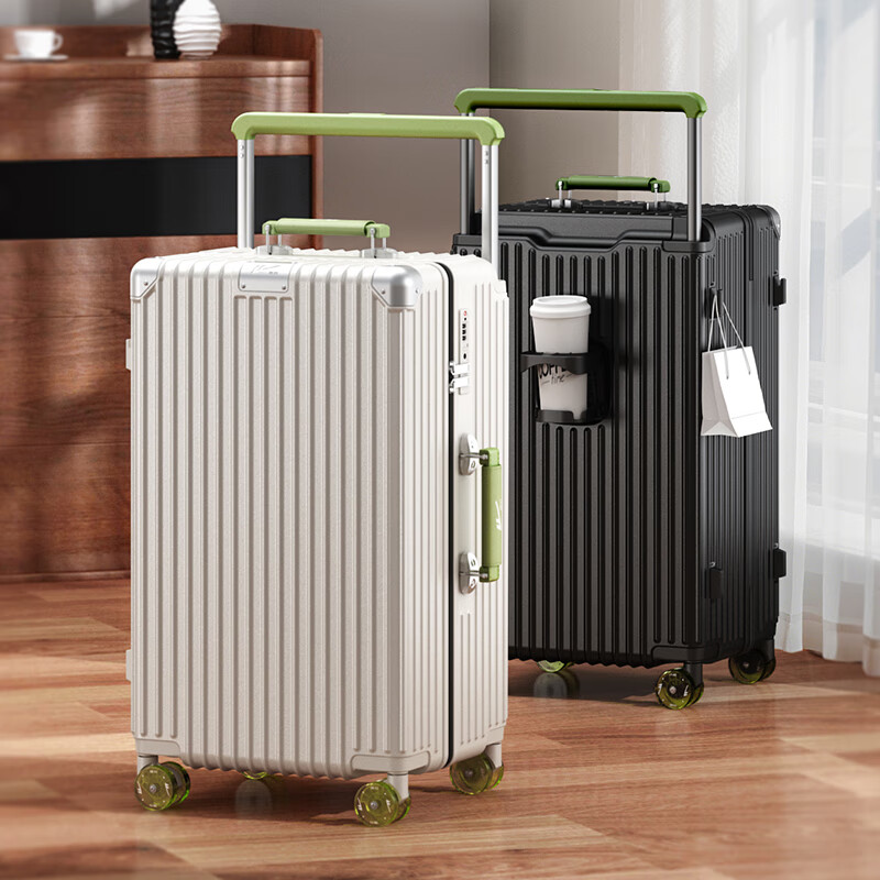 Pull back high-looking wide trolley suitcase multi-functional trolley case password suitcase men's and women's suitcase black 26 inches