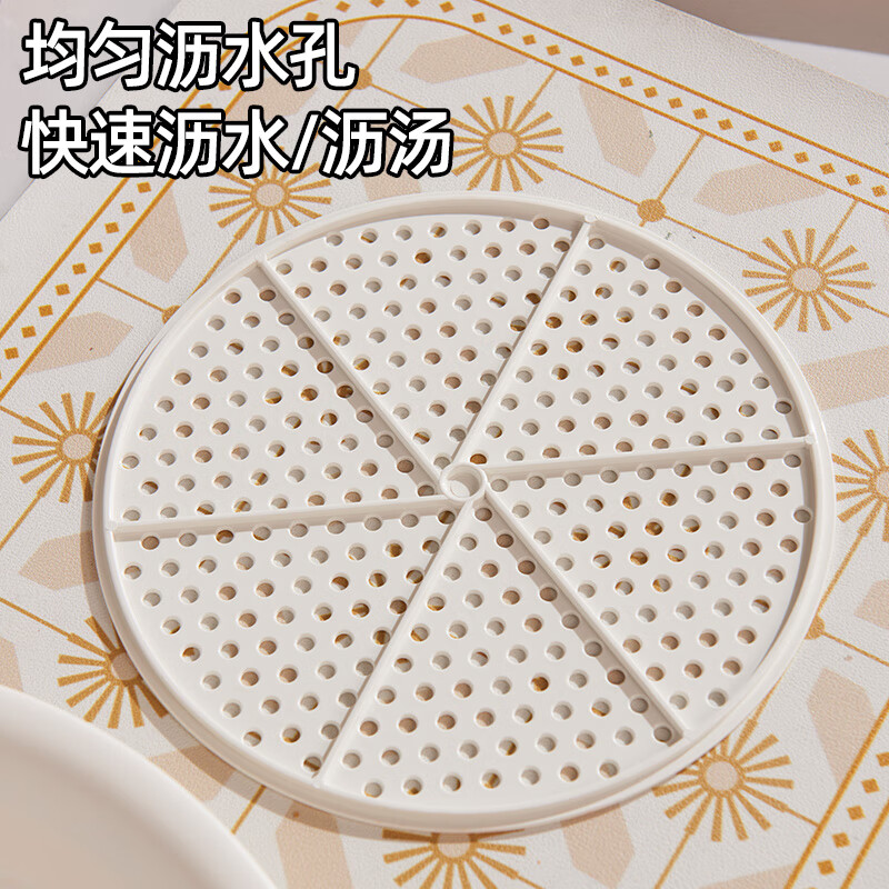 Xingfang Dumpling Plate Double-layer Drainage Plate Round Dumpling Plate with Vinegar Plate and Compartment Snack Plate