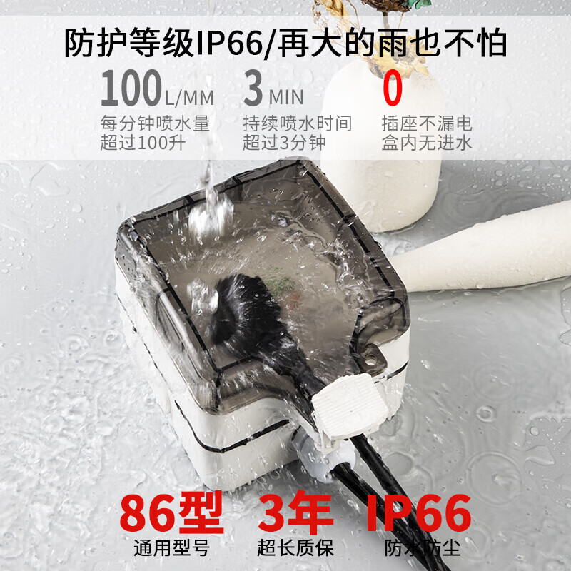 International Electrician (FDD) air conditioning water heater leakage protection switch household leakage protection air switch panel type 86 with socket three holes 16A with IP66 waterproof box