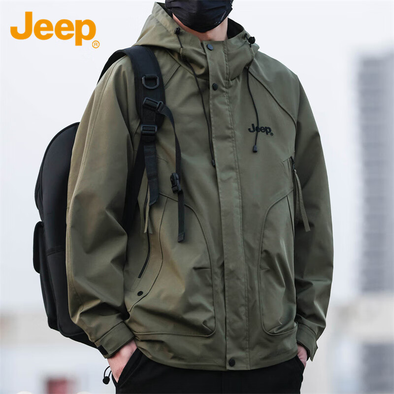 JEEP Jeep Jacket Men's Autumn and Winter Assault Jacket Workwear Men's Casual Trendy Tops Army Green 2XL
