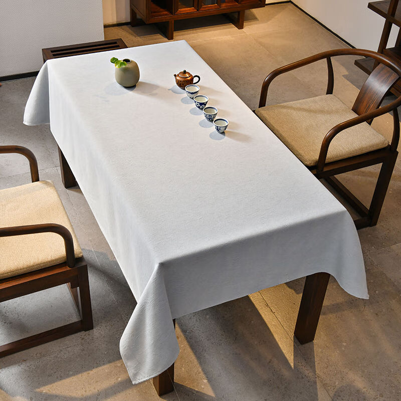 Fantasy tea table fabric long tea tablecloth dining table waterproof Zen style washable and stain-resistant rectangular conference table lace style-Brusto blue 1 piece Tablecloth size--130200