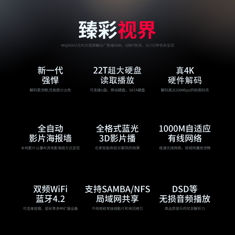 Haimedi Q5 fifth generation high-definition player home theater TV large screen viewing permanent TV box smart network set-top box Blu-ray hard drive Android cloud disk player