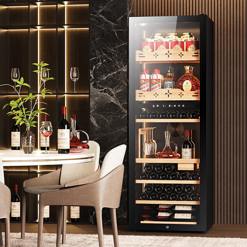 BAIKAILUN red wine cabinet, air-cooled, frost-free, electronic temperature control, single-door, constant temperature wine cabinet, first-class energy efficiency, office home wine tea cabinet, refrigerated refrigerator, thin fresh-keeping cabinet, freezer, fixed frequency, single temperature, multi-functional model, 256L thin model