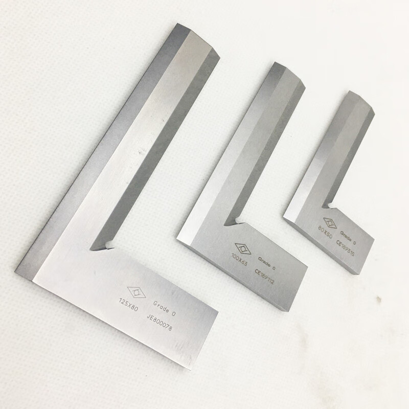 Yue Changsheng knife edge ruler Jingjiang Linghuan brand GB/0 grade stainless steel 90 degrees 100*63 125*80 high-end right angle ruler 80*50 (0 grade)