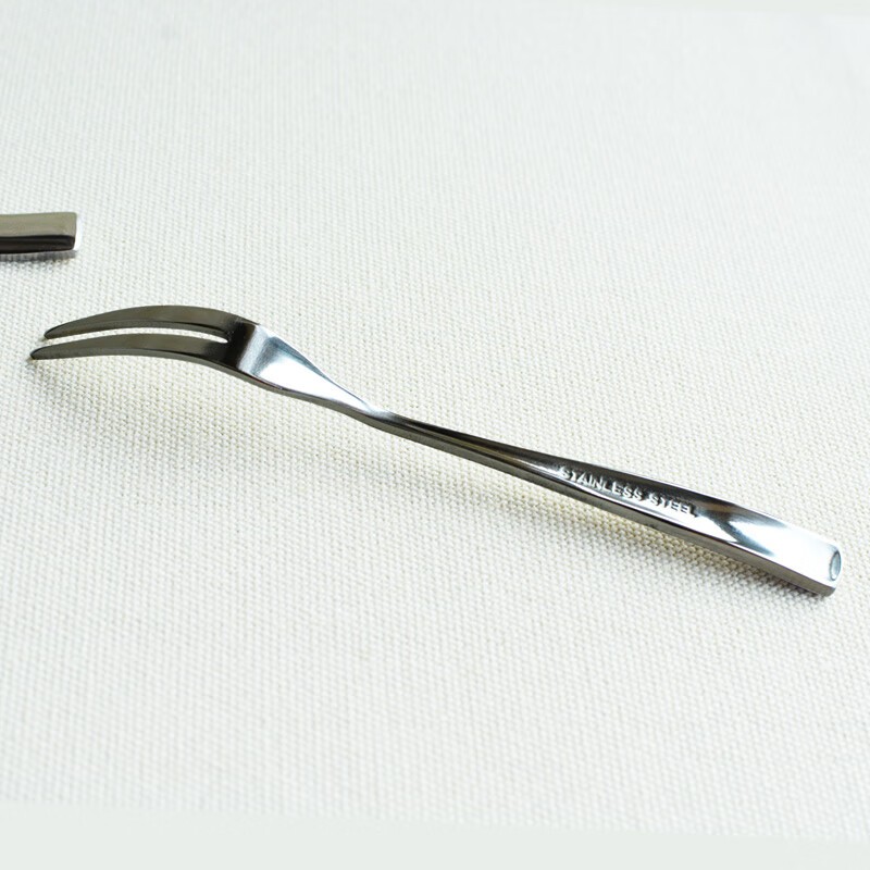 Original idea of stainless steel fruit fork set, creative two-finger cake fork, dessert fork, salad fork, mooncake fork, small fruit fork-6 pieces
