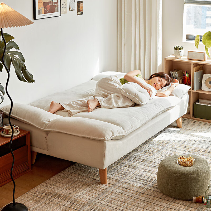 Lin's Home Cream Style Sofa Bed Foldable and Dual-Purpose 2025 New Small Apartment Single Living Room Lin's Wood Industry G024
