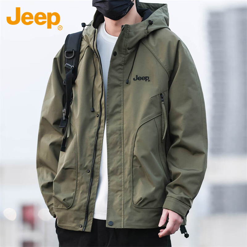 JEEP Jeep Jacket Men's Autumn and Winter Assault Jacket Workwear Men's Casual Trendy Tops Army Green 2XL